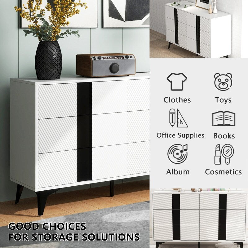 47"W 6 Drawer Dresser sideboard,Side Table Large Storage Cabinet Living Room，side cabinet