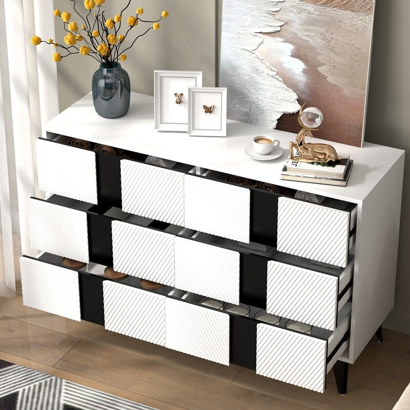 47"W 6 Drawer Dresser sideboard,Side Table Large Storage Cabinet Living Room，side cabinet