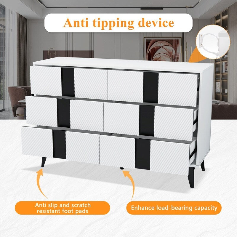 47"W 6 Drawer Dresser sideboard,Side Table Large Storage Cabinet Living Room，side cabinet