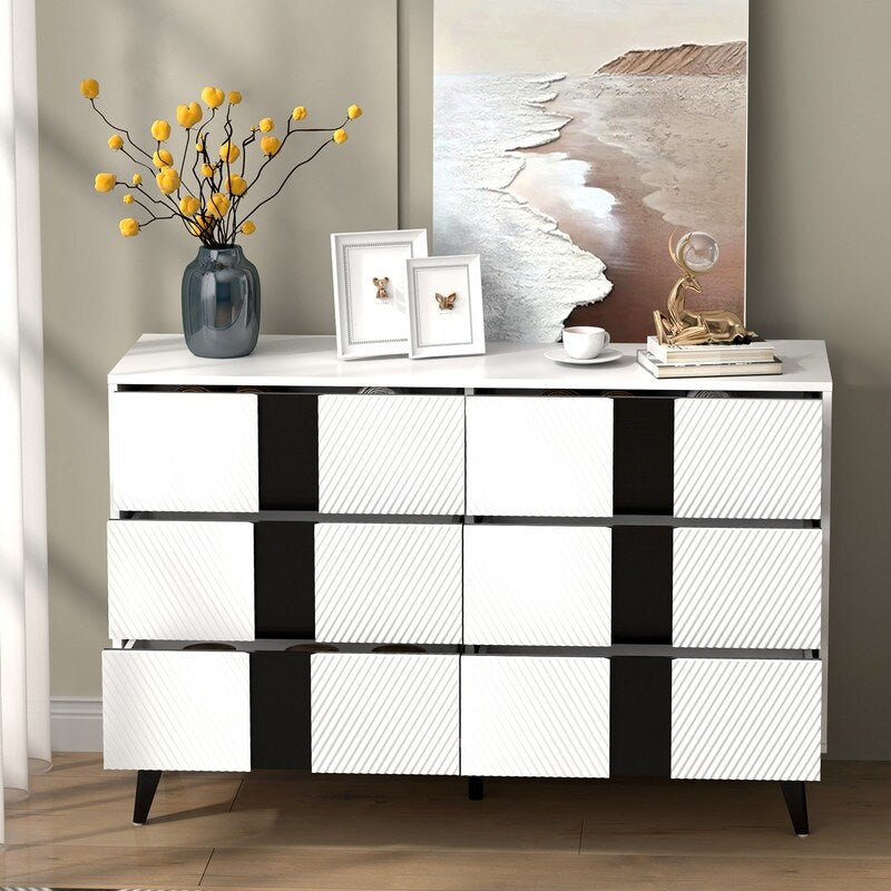 47"W 6 Drawer Dresser sideboard,Side Table Large Storage Cabinet Living Room，side cabinet
