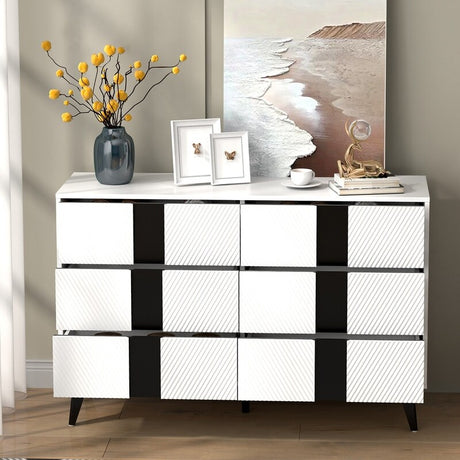 47"W 6 Drawer Dresser sideboard,Side Table Large Storage Cabinet Living Room，side cabinet