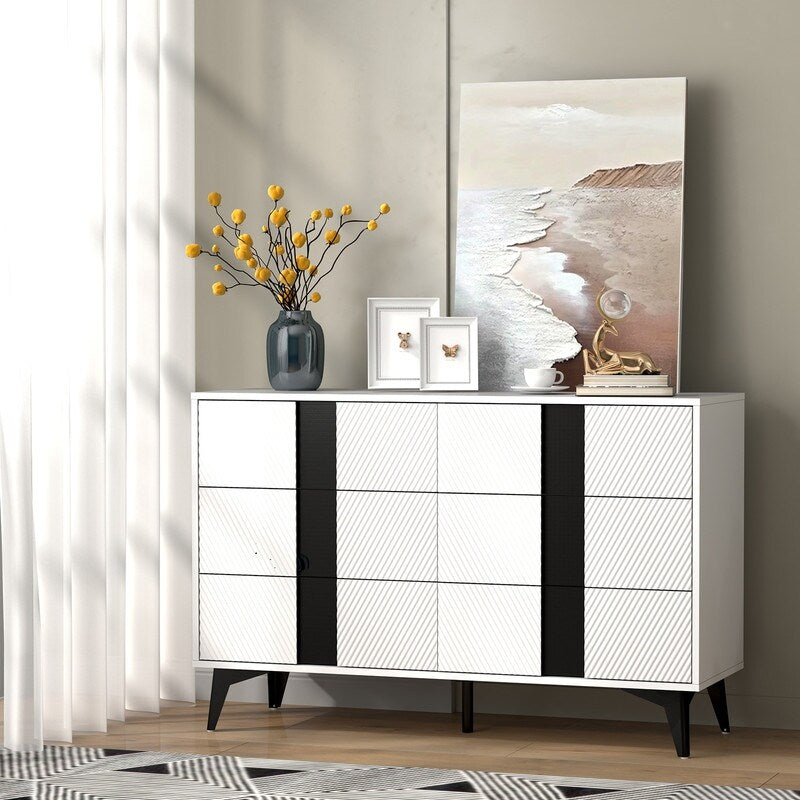 47"W 6 Drawer Dresser sideboard,Side Table Large Storage Cabinet Living Room，side cabinet