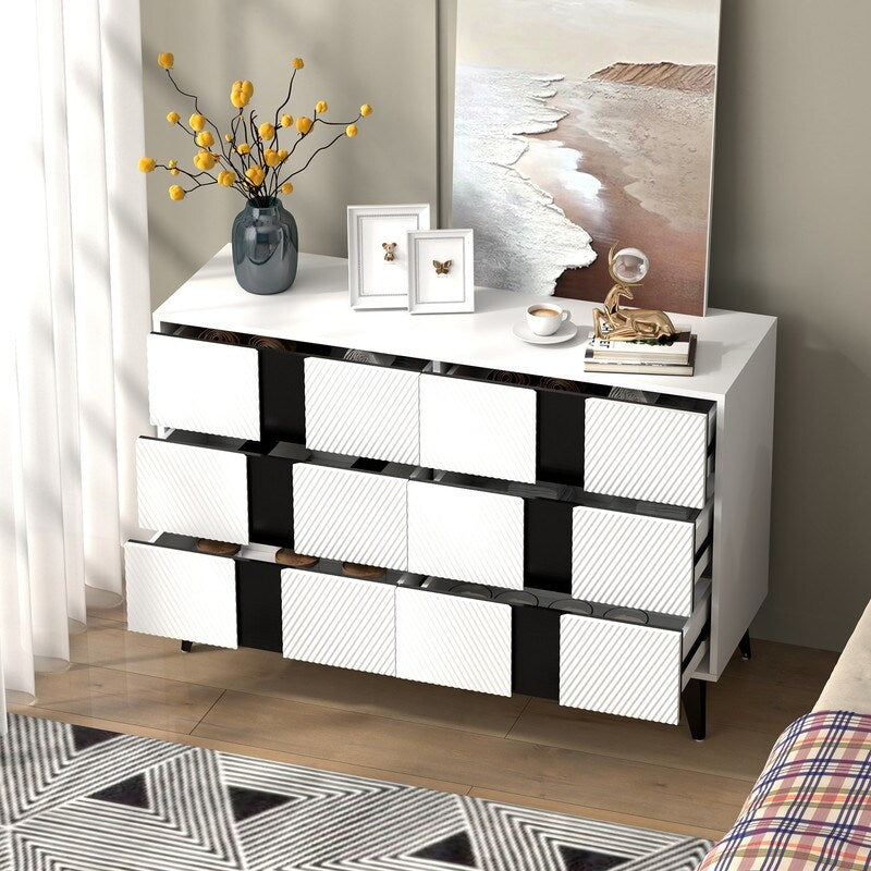 47"W 6 Drawer Dresser sideboard,Side Table Large Storage Cabinet Living Room，side cabinet