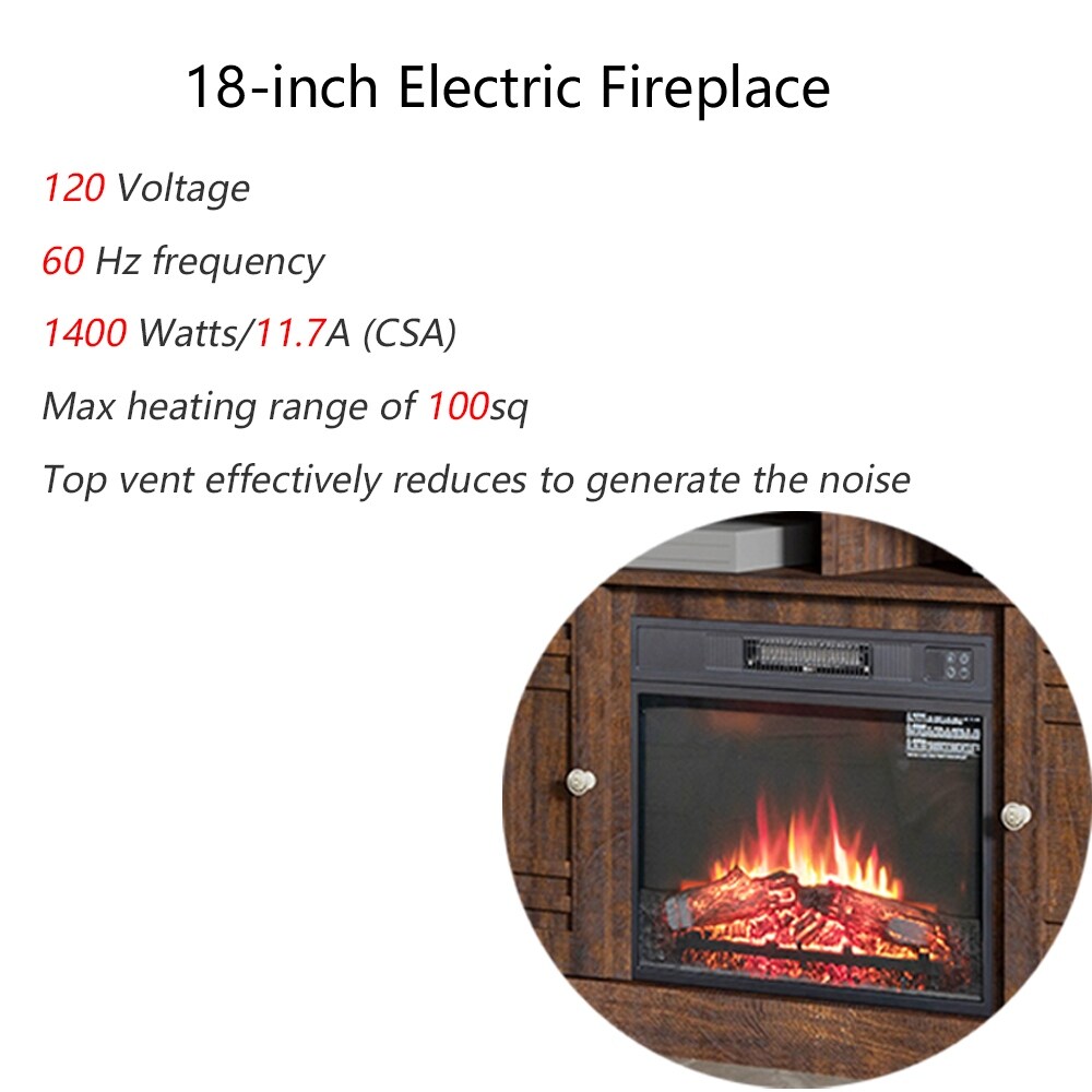 47"W Fireplace TV Stand & Entertainment Center, Remote Control - 47.64" L X 15.75" W x 29.13" H