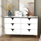 47"W Modern side cabinet 6 Chest of Drawers,Wide Storage Organizer Cabinet，White sideboard