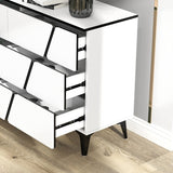 47"W Storage Cabinet with 6 drawers,Wood Buffet Sideboard ,Large Cupboard with diagonal stripes