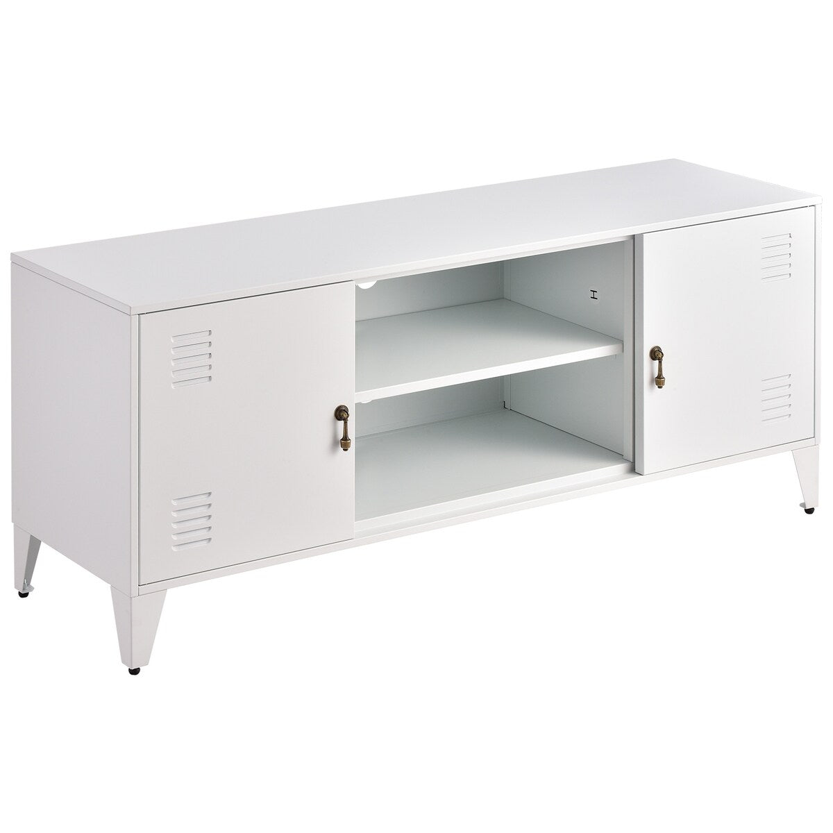 47''W Industrial Metal Storage TV Stand with 2 Door Cabinet&2-Tier Shelf