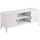 47''W Industrial Metal Storage TV Stand with 2 Door Cabinet&2-Tier Shelf