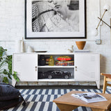 47''W Industrial Metal Storage TV Stand with 2 Door Cabinet&2-Tier Shelf