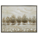 47x35 Trees And Flowers Hand Painted Canvas, Multi 35.0"H