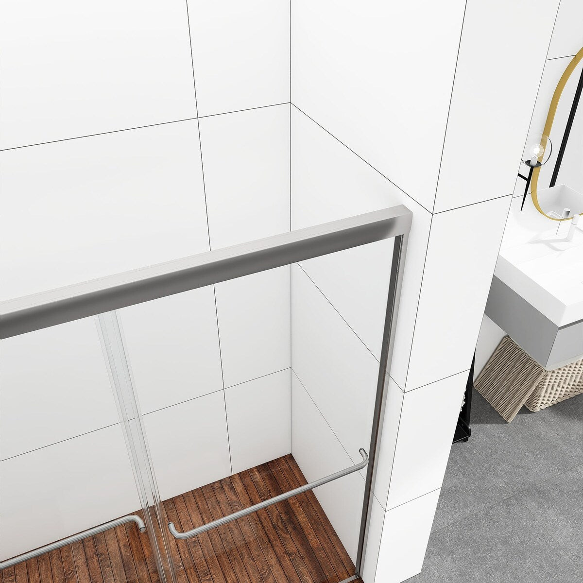 48/54/60 Inch Double Sliding Framed Shower Door with Clear Tempered Glass