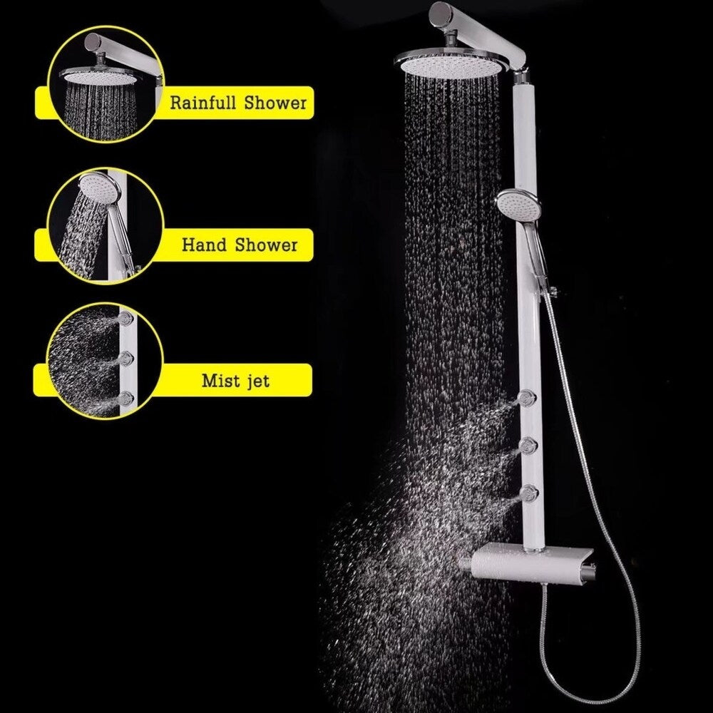 48" Aluminium Alloy Shower Panel Rainfall Body Jets w/Hand Head Shower