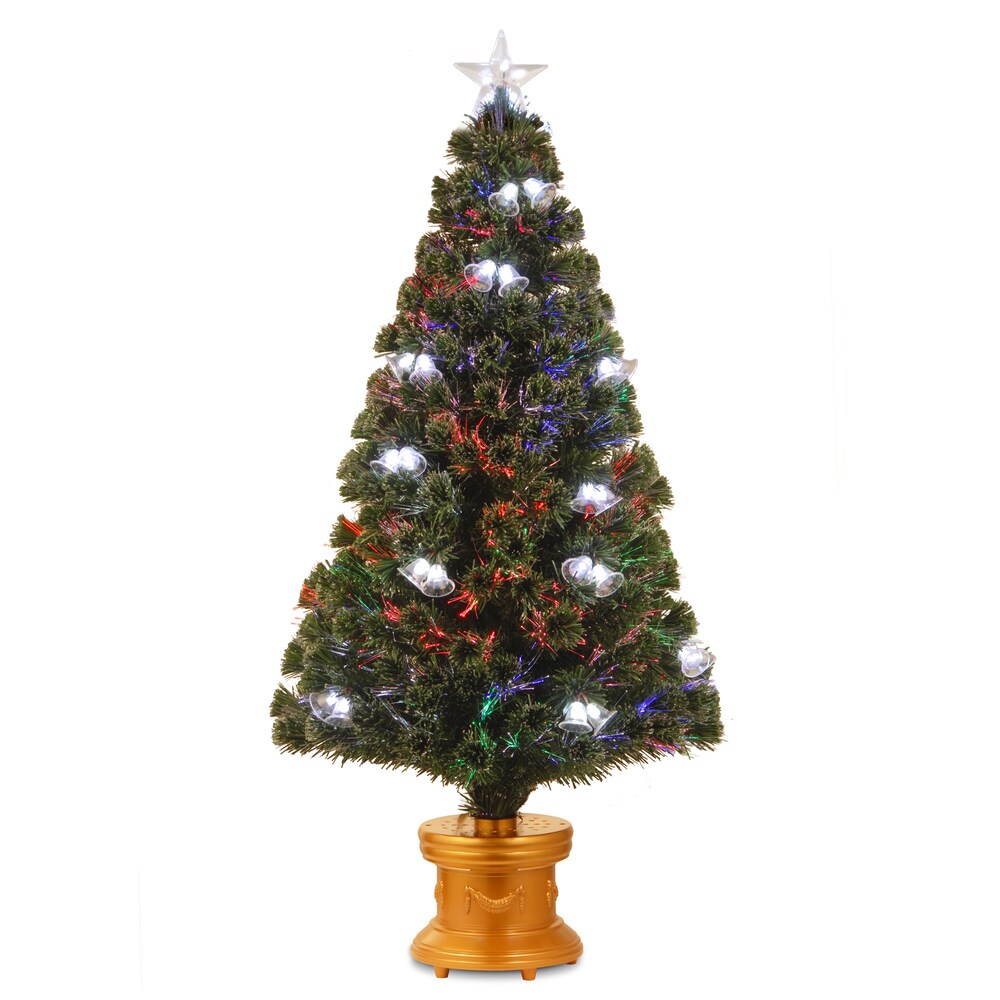 National Tree Company 4 ft. Fiber Optic Double Bell Tree in Gold Column Base-Multi-CUL