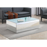 48 Inch Mirrored Rectangle Crystal Coffee Table