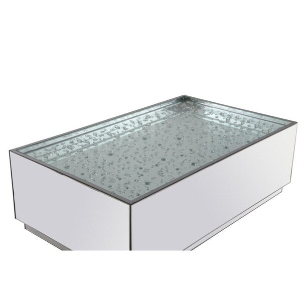 48 Inch Mirrored Rectangle Crystal Coffee Table
