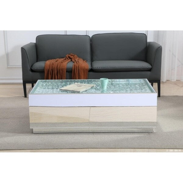 48 Inch Mirrored Rectangle Crystal Coffee Table
