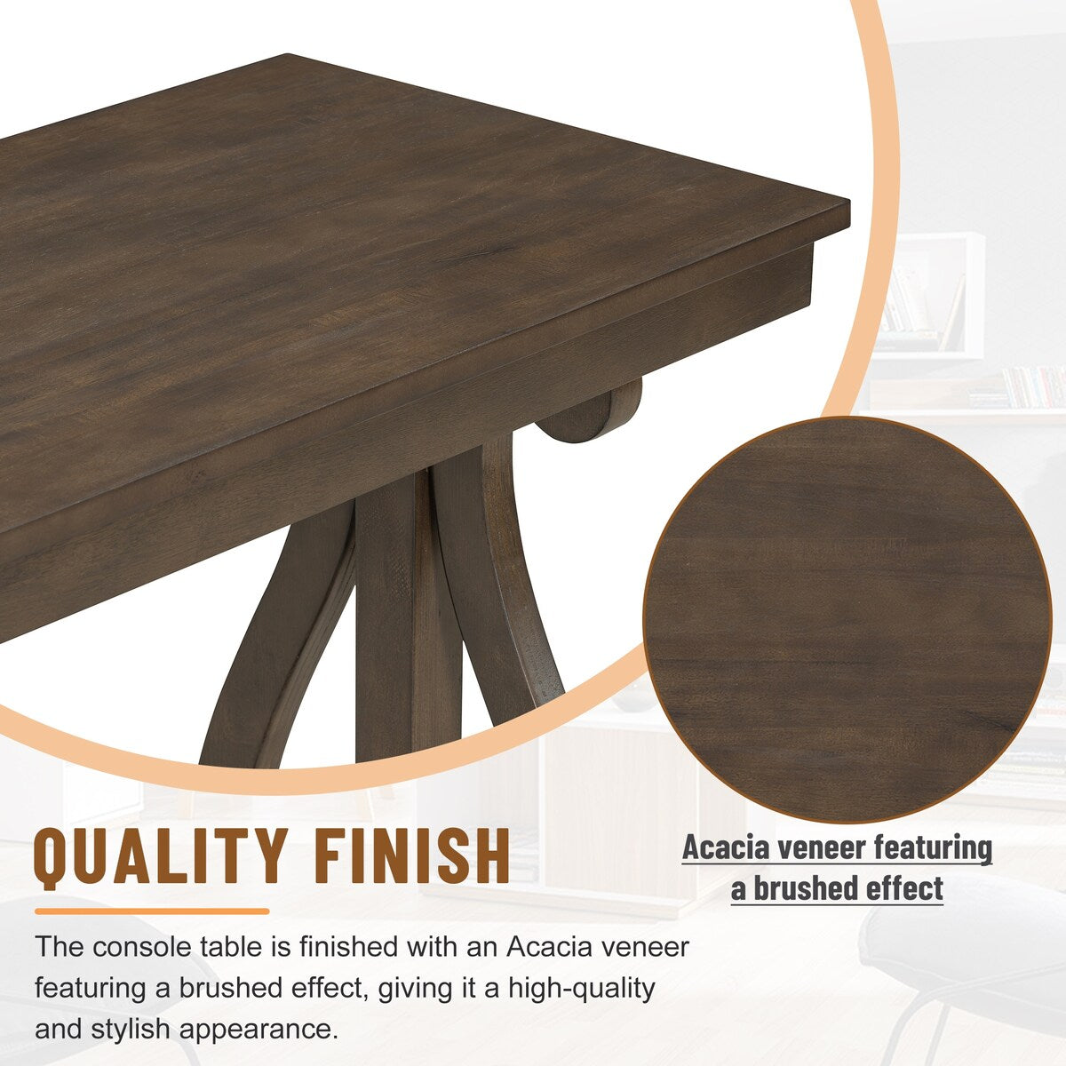 48-Inch Rustic Vintage Console Table --- Farmhouse Style Entryway Table with Open Shelf and Sturdy Construction
