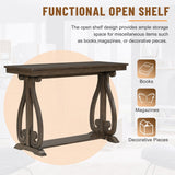 48-Inch Rustic Vintage Console Table --- Farmhouse Style Entryway Table with Open Shelf and Sturdy Construction