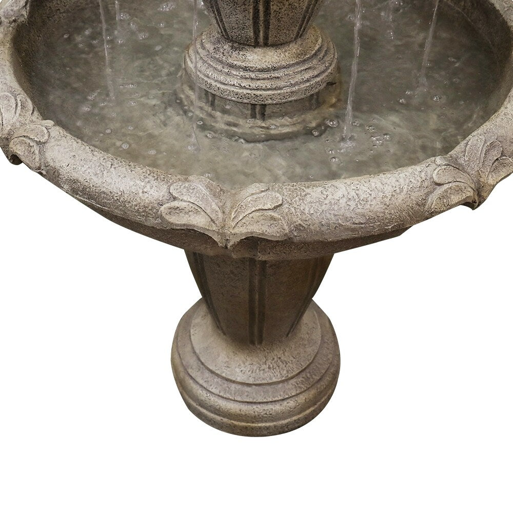 48-Inch Tall Outdoor Decorative 3-Tiered Concrete Relaxation Fountain