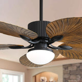 48 Inch Tropical Ceiling Fan With 3 Speed Wind 3 Color Dimmable Led Light Remote Control Reversible BLDC Motor