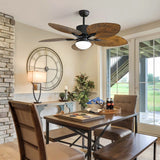 48 Inch Tropical Ceiling Fan With 3 Speed Wind 3 Color Dimmable Led Light Remote Control Reversible BLDC Motor