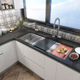 48 Inch Workstation Undermount 16 Gauge Double Bowl Stainless Steel Kitchen Sink w/ Integrated Ledge, 15mm Radius Accessories