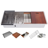 48 Inch Workstation Undermount 16 Gauge Double Bowl Stainless Steel Kitchen Sink w/ Integrated Ledge, 15mm Radius Accessories