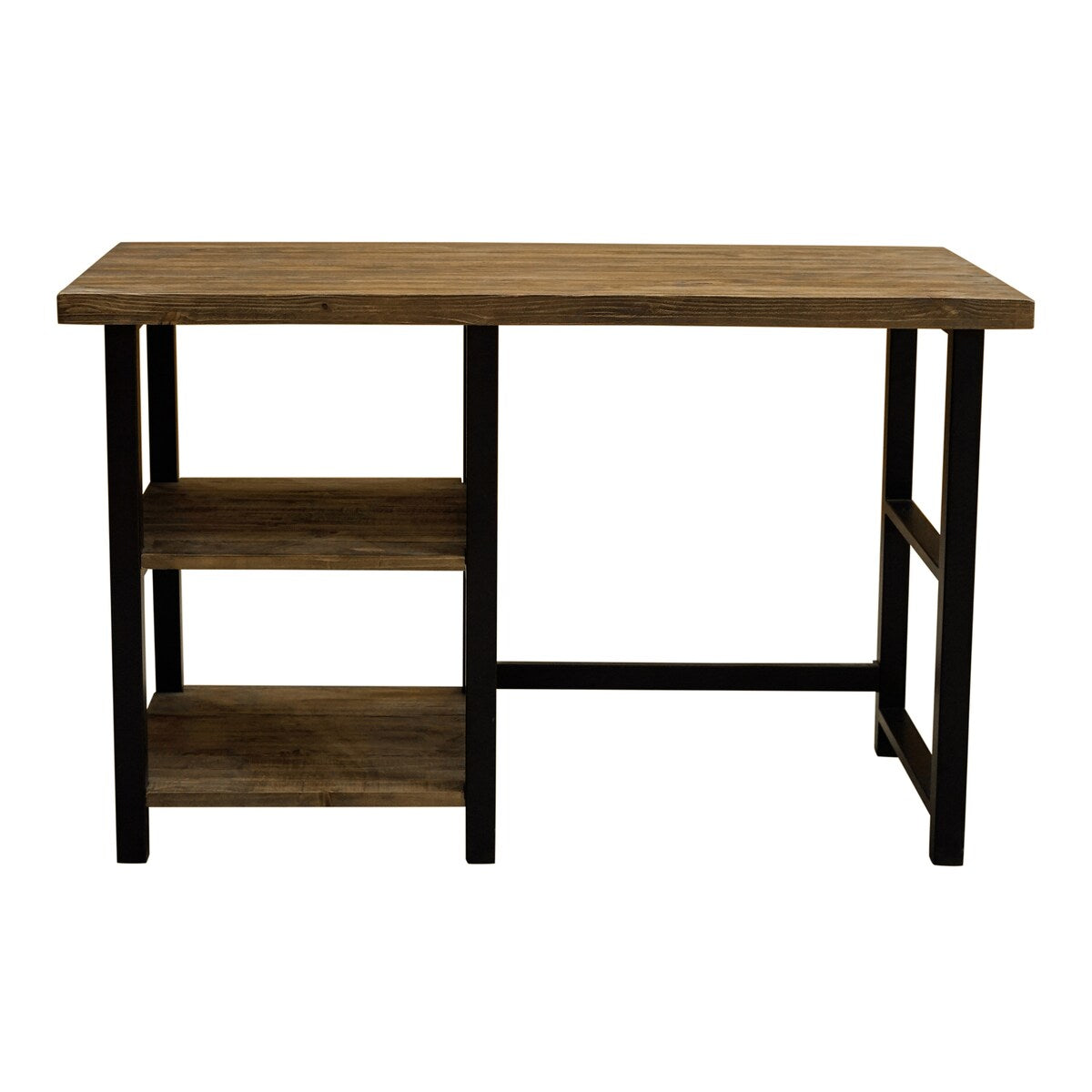 48 Inch Writing Desks with 2 Shelves , Exquisite Workmanship of a Solid Wood Top with Metal Legs