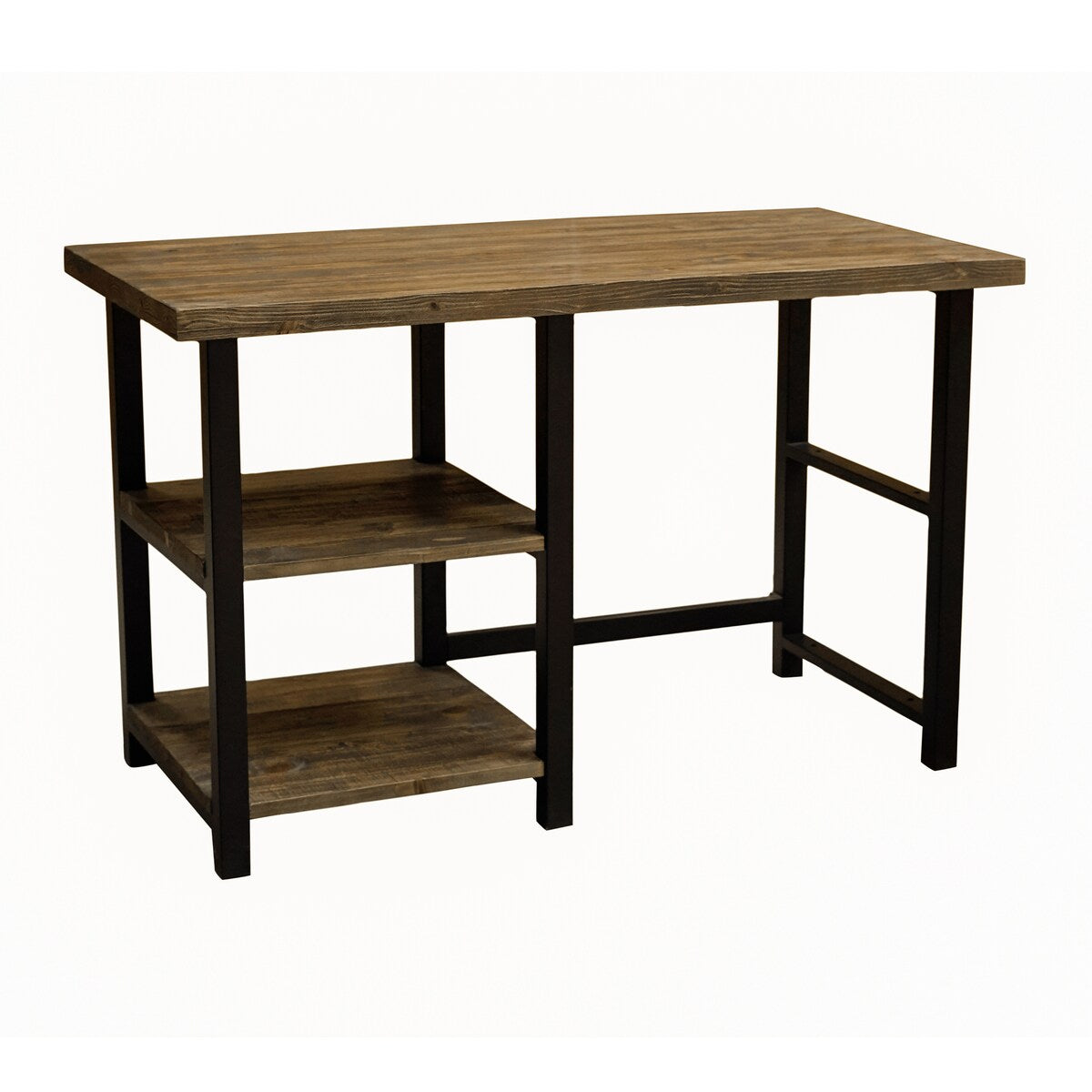 48 Inch Writing Desks with 2 Shelves , Exquisite Workmanship of a Solid Wood Top with Metal Legs