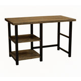 48 Inch Writing Desks with 2 Shelves , Exquisite Workmanship of a Solid Wood Top with Metal Legs