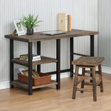 48 Inch Writing Desks with 2 Shelves , Exquisite Workmanship of a Solid Wood Top with Metal Legs