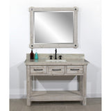 48"Rustic Solid Fir Single Sink Bathroom Vanity with Natural Stone Top-No Faucet