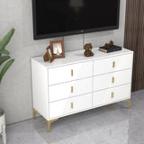 48 "W White Side Cabinet with Six Drawers,Sideboard for Living Room