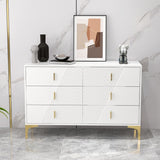 48 "W White Side Cabinet with Six Drawers,Sideboard for Living Room