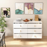 48 "W White Side Cabinet with Six Drawers,Sideboard for Living Room