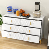 48 "W White Side Cabinet with Six Drawers,Sideboard for Living Room