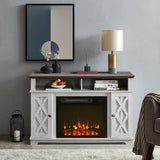 48 in. White TV Stand for TVs up to 55 in. with Electric Fireplace