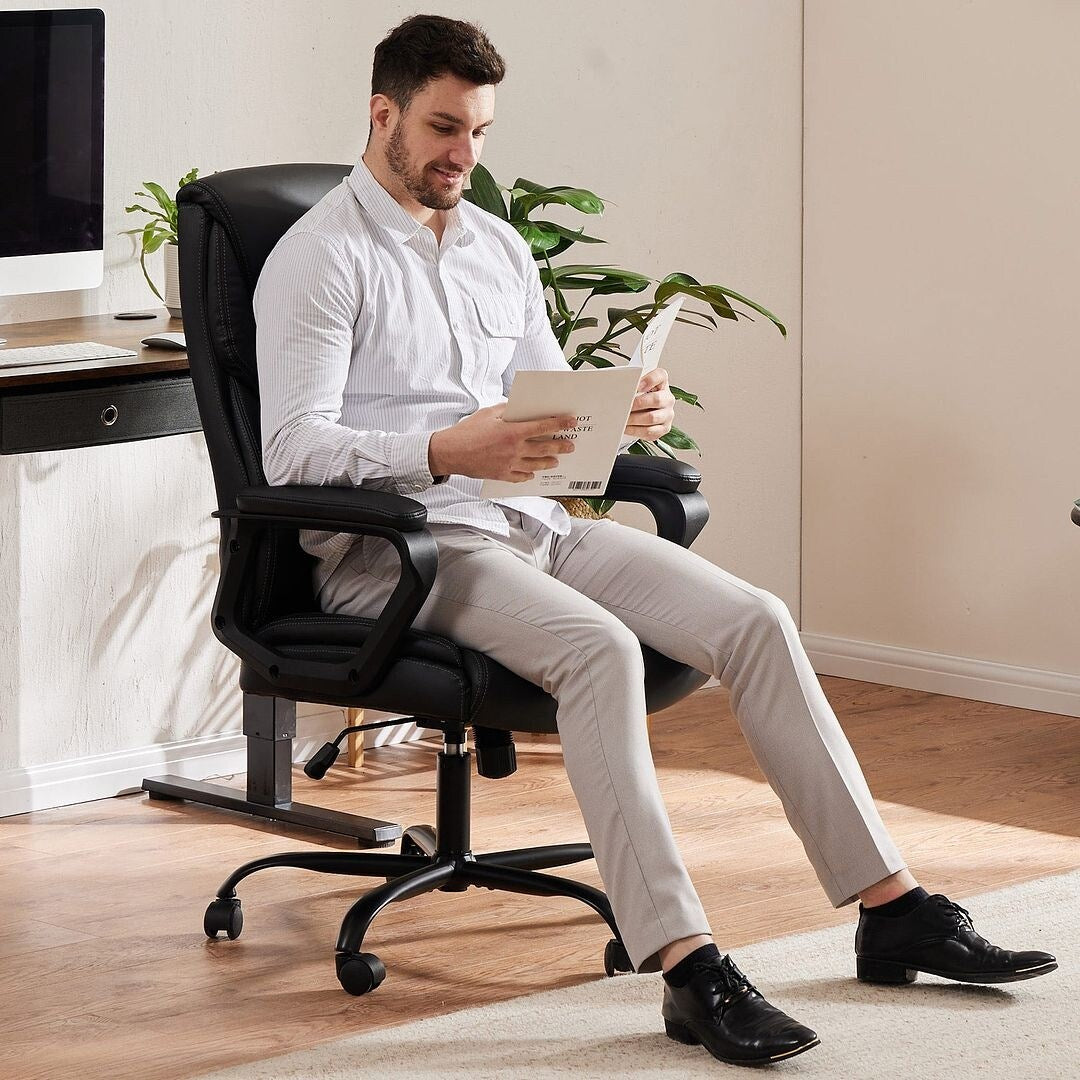 48-inch Mid-century Adjustable Swivel PU Leather Office Chair