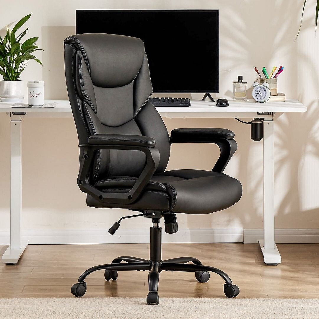 48-inch Mid-century Adjustable Swivel PU Leather Office Chair