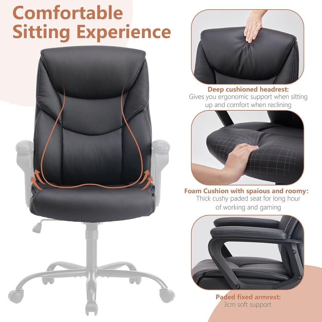 48-inch Mid-century Adjustable Swivel PU Leather Office Chair