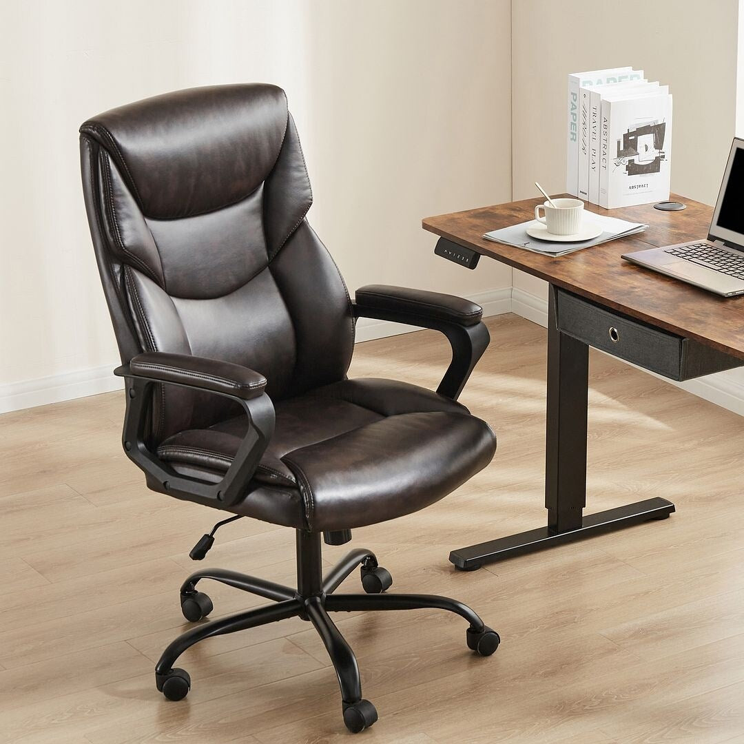 48-inch Mid-century Adjustable Swivel PU Leather Office Chair