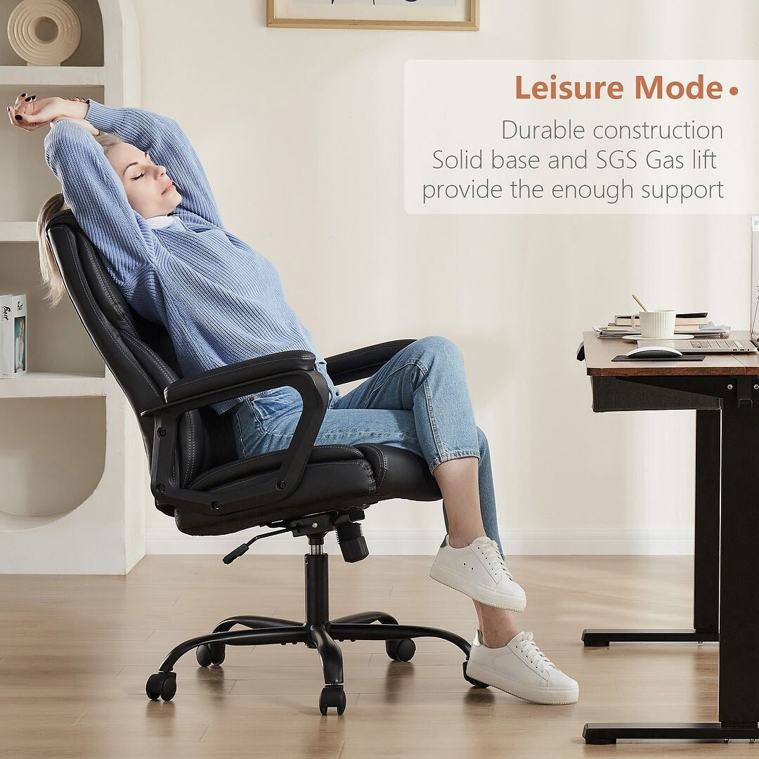 48-inch Mid-century Adjustable Swivel PU Leather Office Chair
