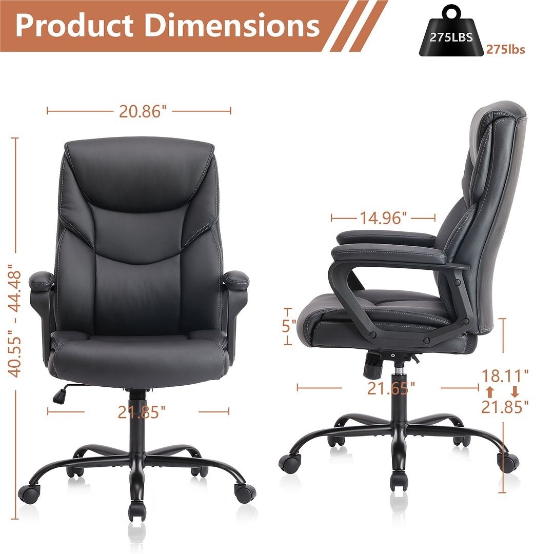 48-inch Mid-century Adjustable Swivel PU Leather Office Chair