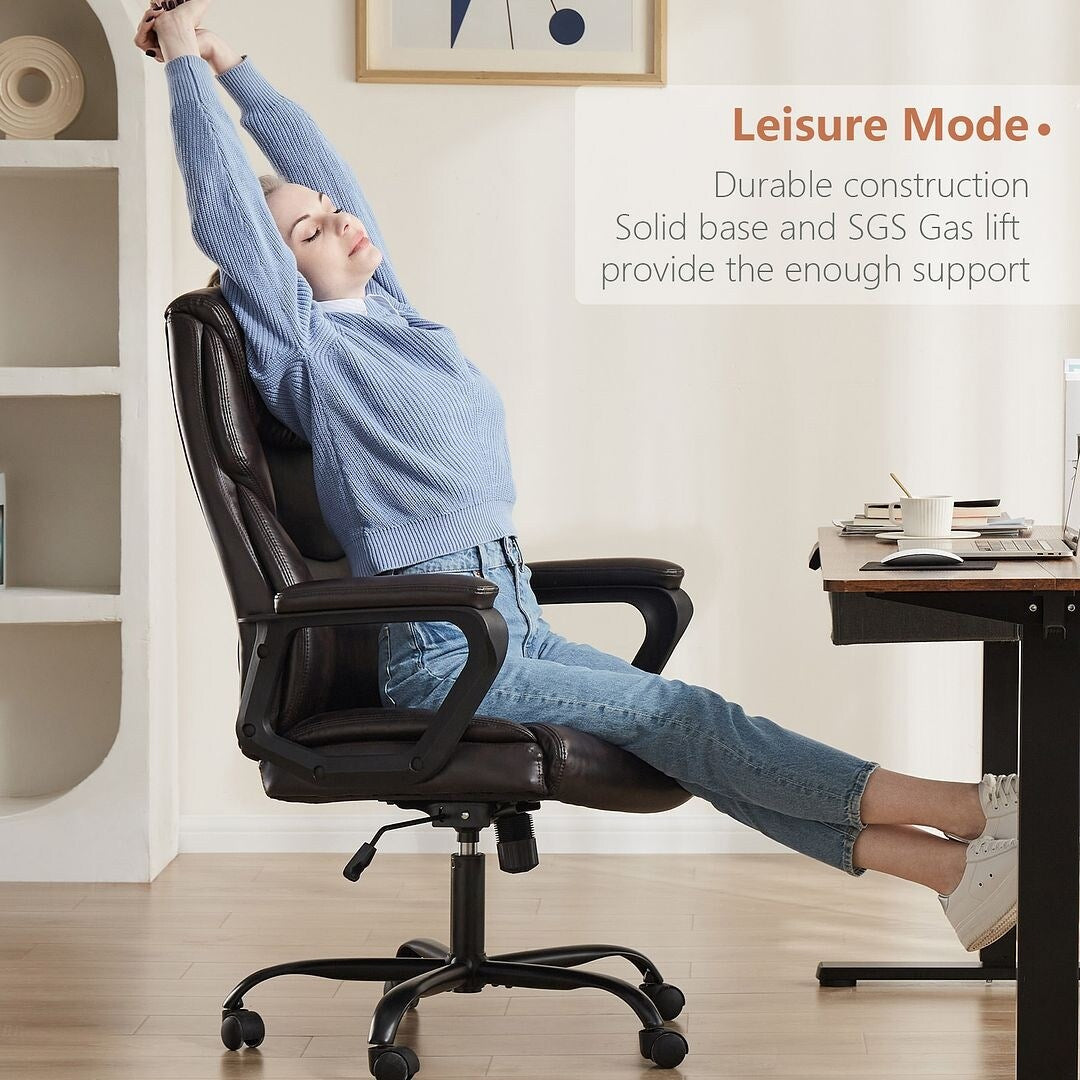 48-inch Mid-century Adjustable Swivel PU Leather Office Chair