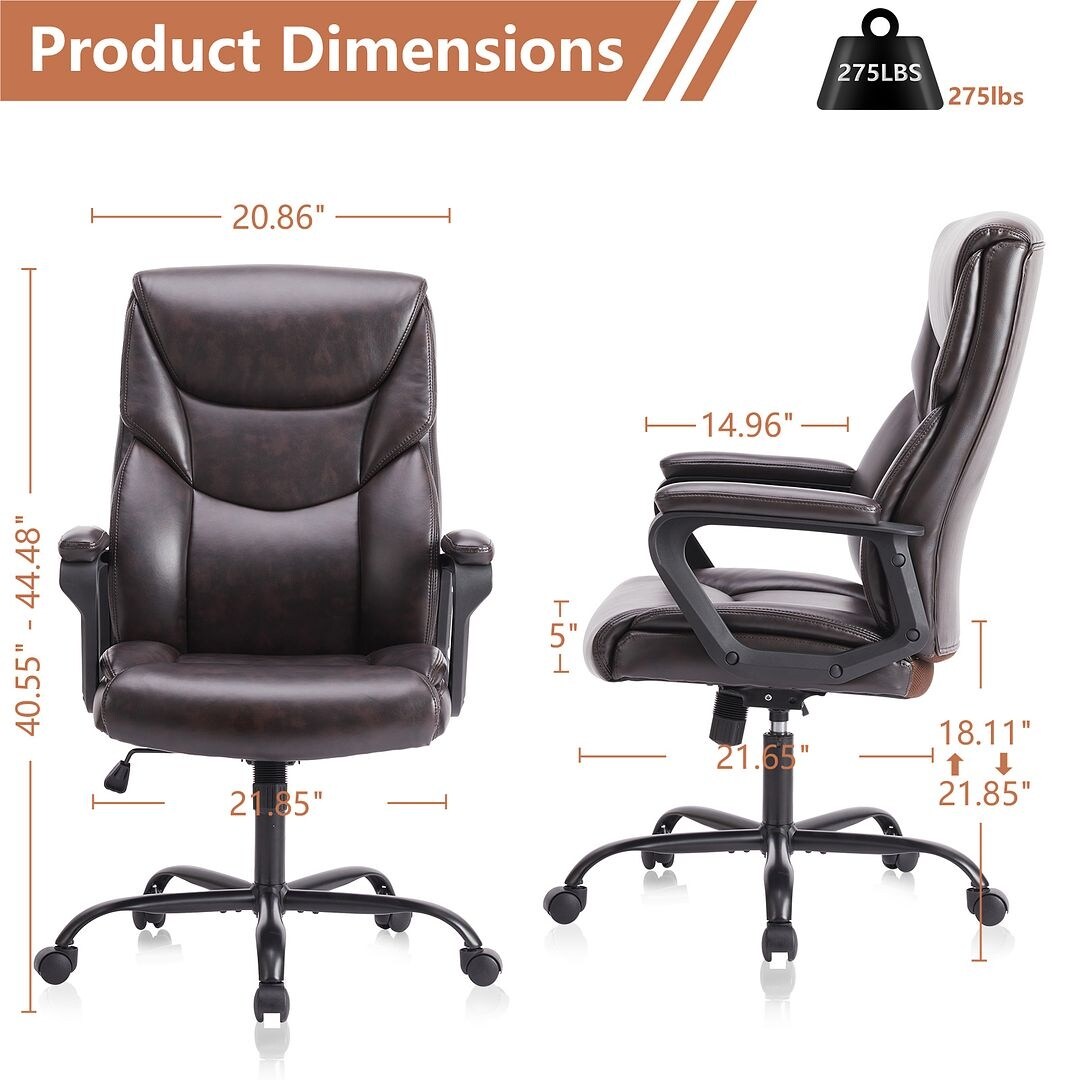 48-inch Mid-century Adjustable Swivel PU Leather Office Chair