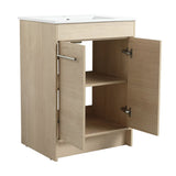 48 inch Plywood Freestanding Bathroom Vanity Set with Adjustable Shelf and Integrated Ceramic Sink