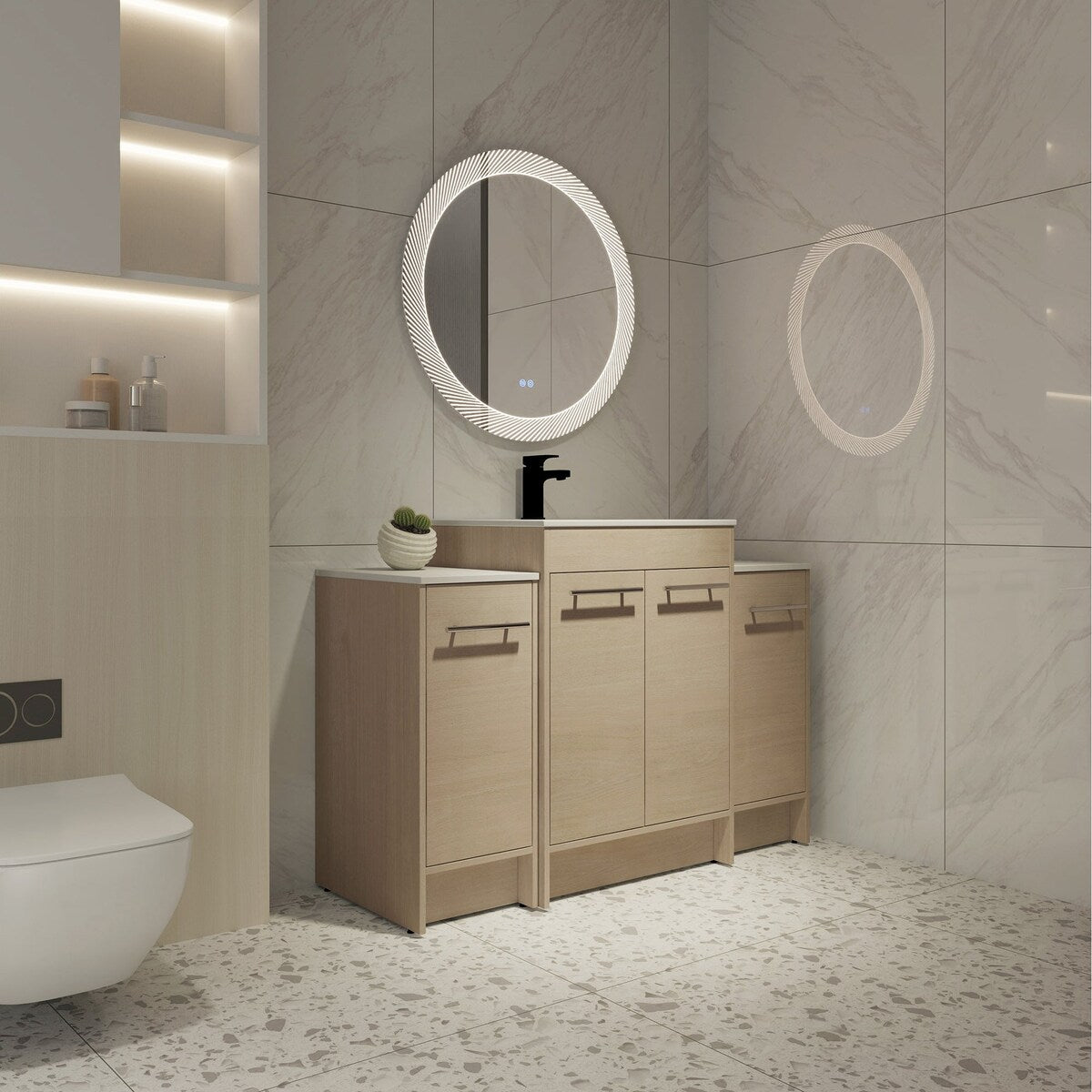 48 inch Plywood Freestanding Bathroom Vanity Set with Adjustable Shelf and Integrated Ceramic Sink