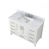 48 inch Plywood Freestanding Bathroom Vanity Set with Drawer and Doors and Natural Marble Top and Ceramic Sink