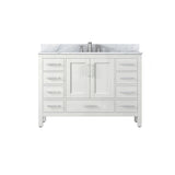 48 inch Plywood Freestanding Bathroom Vanity Set with Drawer and Doors and Natural Marble Top and Ceramic Sink