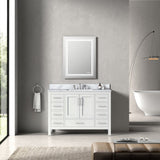 48 inch Plywood Freestanding Bathroom Vanity Set with Drawer and Doors and Natural Marble Top and Ceramic Sink